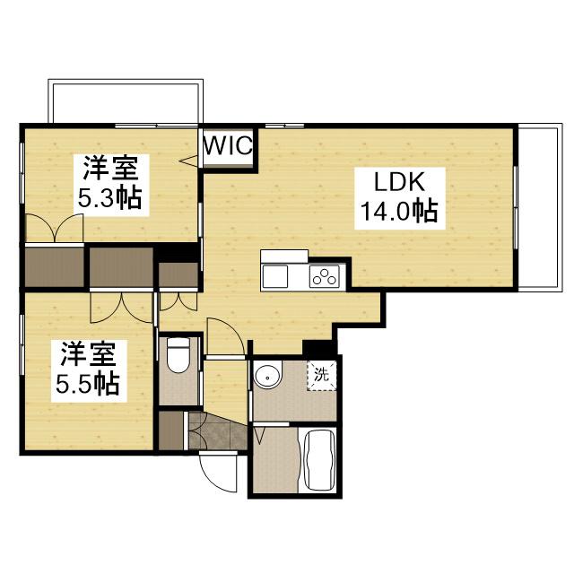 ヘーベルメゾンプラネス南条(2LDK/1階)の間取り写真