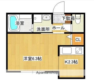 SUNRISE姫路(1K/1階)の間取り写真