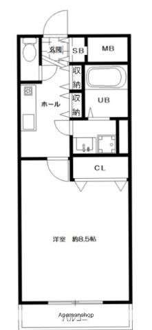 ヴィラコート網干(1K/2階)の間取り写真