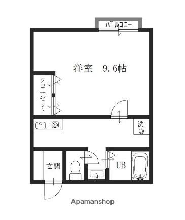 エトランス書写(1K/1階)の間取り写真