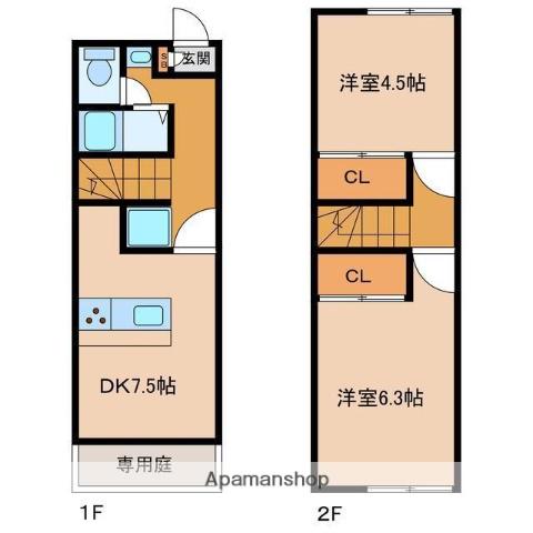 OA FLAT飯田(2DK/2階)の間取り写真