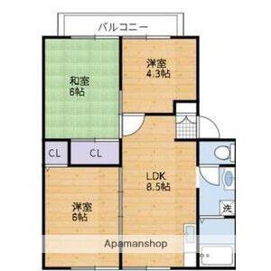 サンフォーレハイツ A棟(3DK/2階)の間取り写真