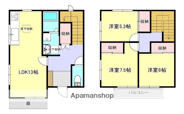 ハイツヤヒチ(3LDK/1階)の間取り写真