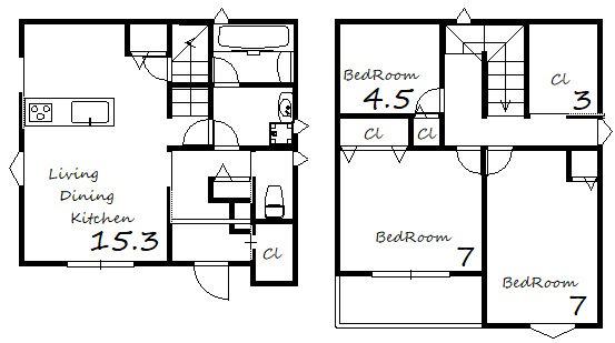 姫新線 余部駅 徒歩35分 2階建 築2年(3LDK)の間取り写真