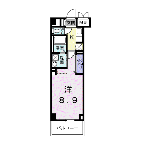 ザ ベース東姫路(1K/3階)の間取り写真