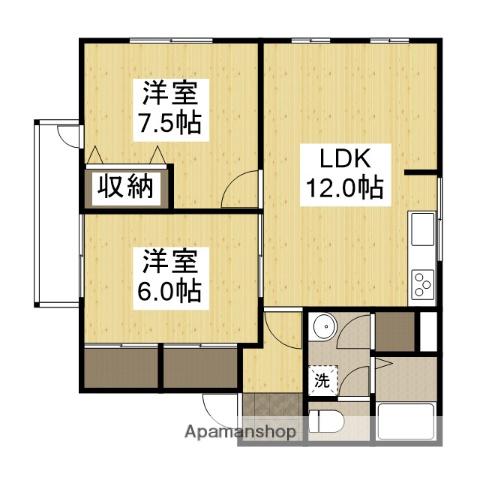 ハイツ渚(2LDK/1階)の間取り写真