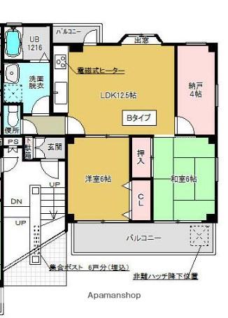 エクセリア城乾(2SLDK/3階)の間取り写真