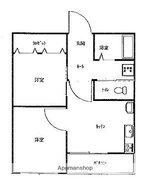 グリーンヒルズ平野町(2DK/3階)の間取り写真