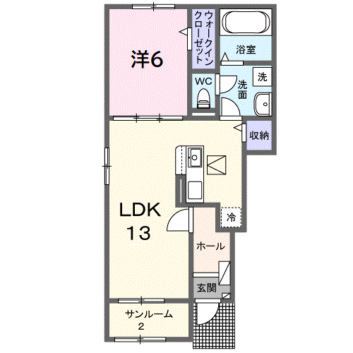 セントレジデンスⅡ(1LDK/1階)の間取り写真