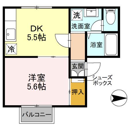 ホワイトハウスT(1DK/1階)の間取り写真
