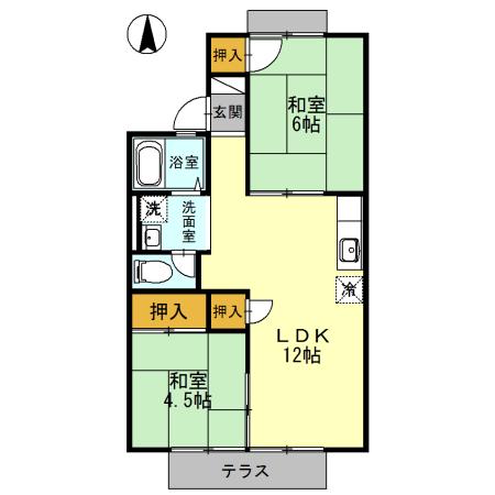 ファミール藤井(2LDK/1階)の間取り写真