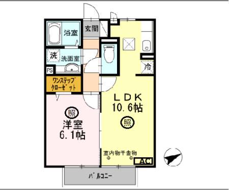 メゾンドコンフォート(1LDK/1階)の間取り写真