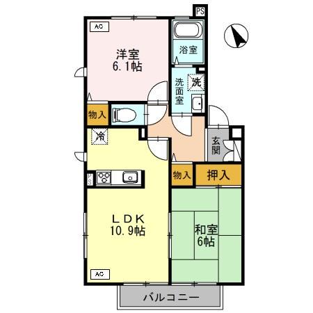 ハイムエルピスⅠ(2LDK/2階)の間取り写真