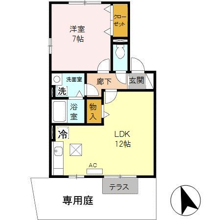 グレイス(1LDK/1階)の間取り写真