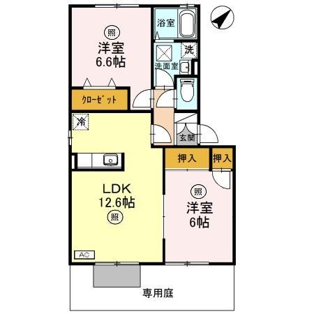 プレミールⅠ番館(2LDK/1階)の間取り写真