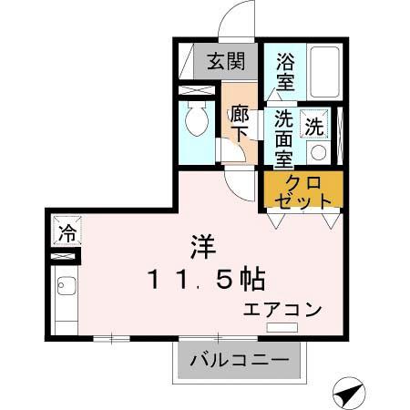 エマーブル(ワンルーム/2階)の間取り写真