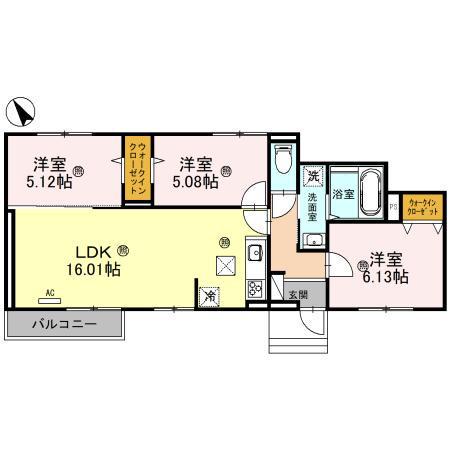 フェリシモHY(3LDK/1階)の間取り写真
