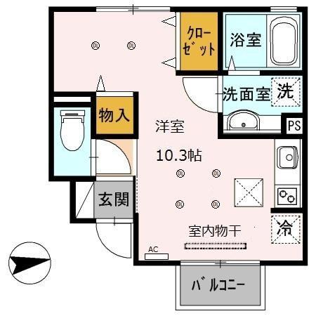 アバンセグリーンⅡ(ワンルーム/1階)の間取り写真