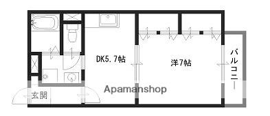 ウエストヴィラ(1DK/2階)の間取り写真