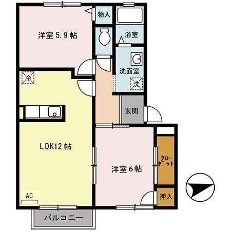 パセオカサベルデ(2LDK/2階)の間取り写真