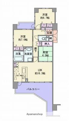 アルファステイツ田寺(3LDK/8階)の間取り写真