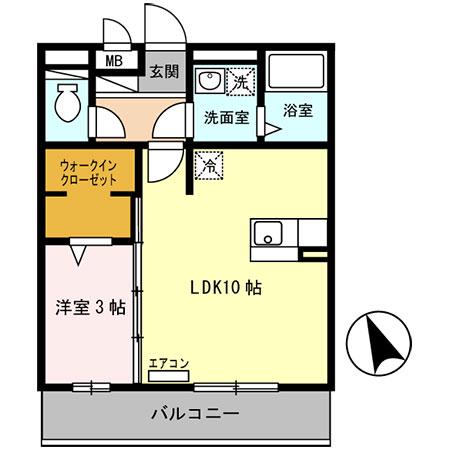 セジュール白浜 A棟(1LDK/2階)の間取り写真