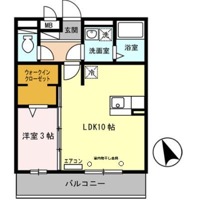 セジュール白浜 A棟(1LDK/2階)の間取り写真