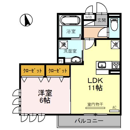 ル ソレイユ(1LDK/2階)の間取り写真