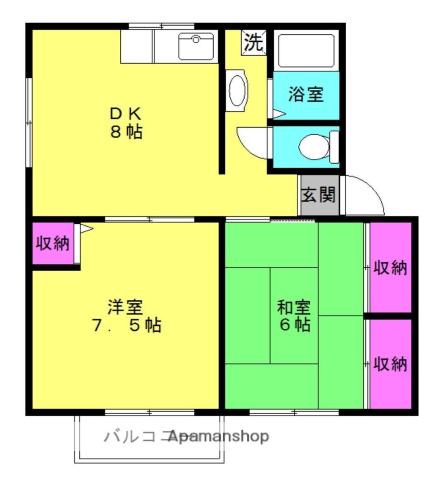 メゾンクレールA棟(2DK/2階)の間取り写真