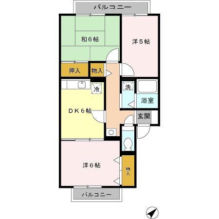 メゾンアルカディア(3DK/2階)の間取り写真