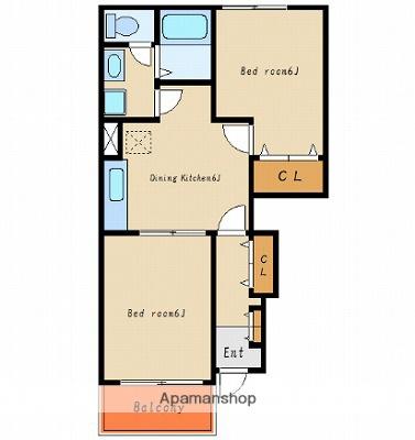 レフィナード余部(2DK/1階)の間取り写真