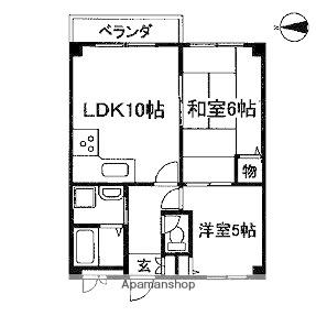 ハイツゆめさき(2LDK/3階)の間取り写真