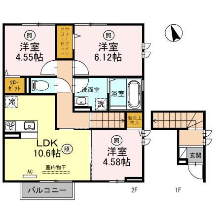 蔵 B棟(3LDK/2階)の間取り写真