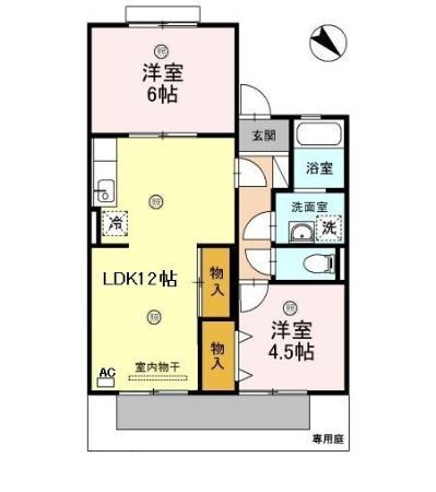 ライフピア新町(2LDK/1階)の間取り写真