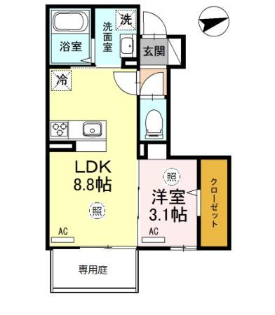 リッチキャッスルIII(1LDK/1階)の間取り写真