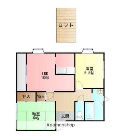銀の馬車道壱番館D棟(2LDK/2階)の間取り写真