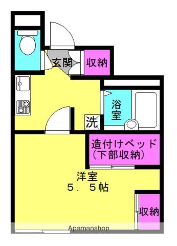 シンシア米田(1K/1階)の間取り写真
