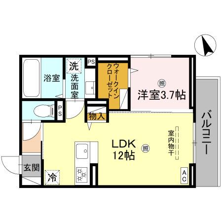 D-PLACE町坪(1LDK/2階)の間取り写真