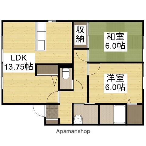 ルミエール御立 C棟(2LDK/1階)の間取り写真