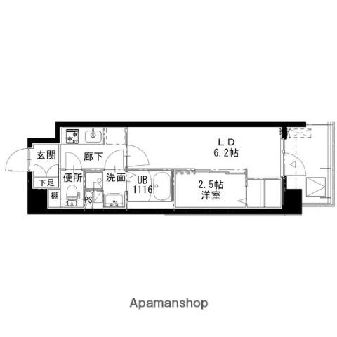 アルティザ姫路(1DK/10階)の間取り写真