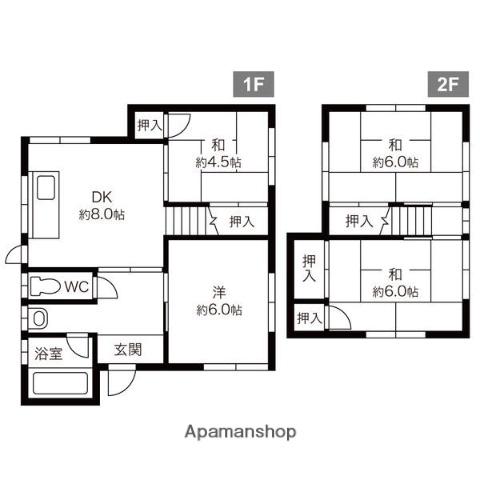 山陽本線 宝殿駅 徒歩11分 2階建 築50年(4DK)の間取り写真
