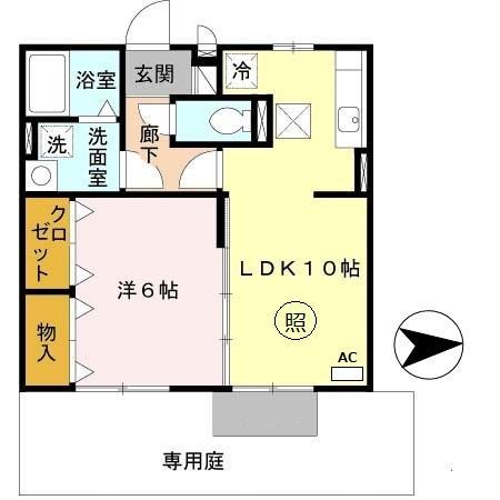 モナリエ宮(1LDK/1階)の間取り写真