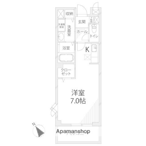 スカイルーム南条(ワンルーム/2階)の間取り写真
