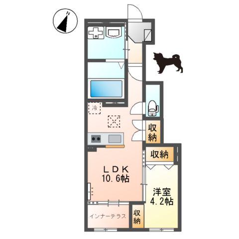 メゾンモンレーヴ(1LDK/1階)の間取り写真