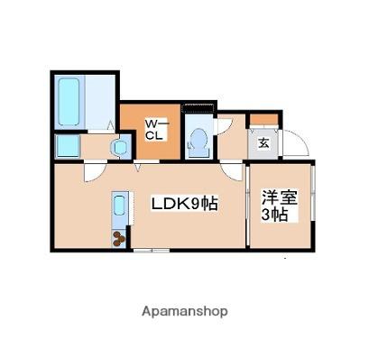 オーシャンコート北今宿A棟(1LDK/1階)の間取り写真