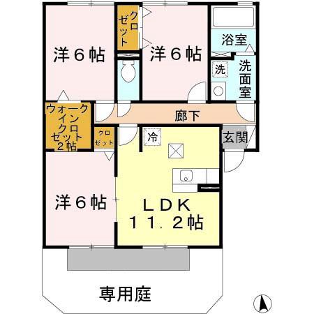 リベールコート(3LDK/1階)の間取り写真