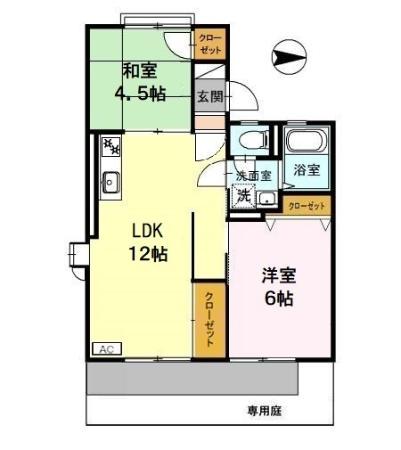 エルハイツ・イイダ(2LDK/1階)の間取り写真