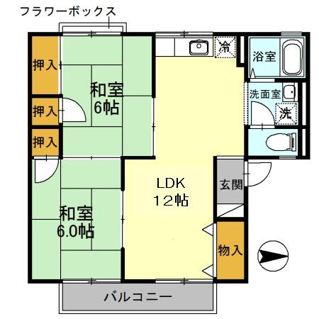 ティファニー21B棟(2LDK/1階)の間取り写真