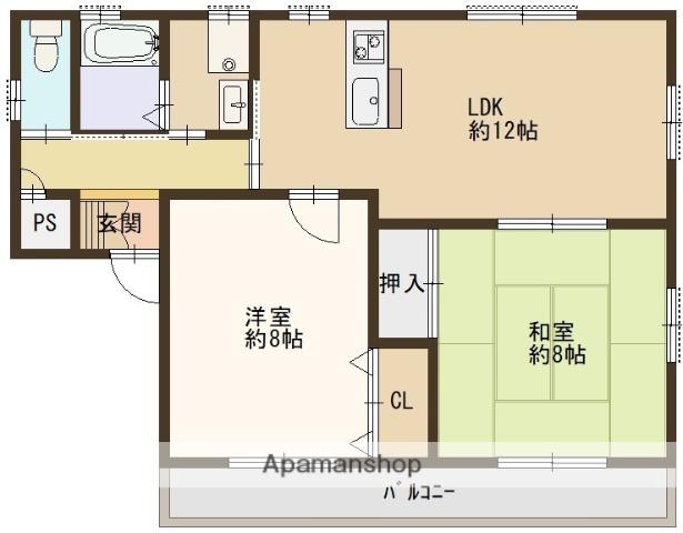 デュオ田寺(2LDK/1階)の間取り写真