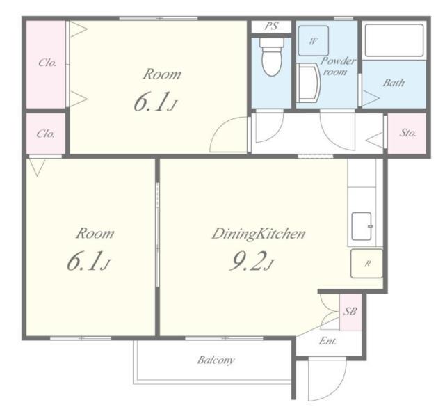 パストラル・ドミール(2DK/1階)の間取り写真